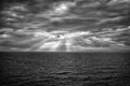 Cloudscape with sunrays over sea in London, United Kingdom. Sea on cloudy sky. Clouds on dramatic sky. Evening nature Royalty Free Stock Photo