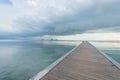 Cloudscapes on a Tropical Island, Ko Samui, Thailand, With a Wooden Bridge on Sea, Storm Clouds Royalty Free Stock Photo