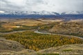 Cloudy autumn day in the Altai mountains Royalty Free Stock Photo
