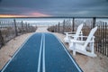 Cloudy autumn sunrise at the entrance to the beach at Beach Haven, NJ