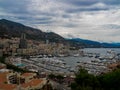 Cloudy bay and Harbour of Monaco and Monte Carlo, France Royalty Free Stock Photo
