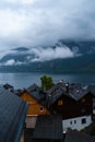 Cloudy blue hour in Hallstatt that is located in Austria. Perfect travel European travel destination for tourism from all over the