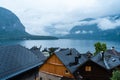 Cloudy blue hour in Hallstatt that is located in Austria. Perfect travel European travel destination for tourism from all over the