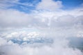 Cloudy and blue sky for background. nature background white cloud and blue sky view from airplane windows. Royalty Free Stock Photo