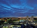 Night scape, blue sky, clouds, Krasnogorsk, Moscow area, Russia