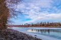 Cloudy Blue Sky Over The Peace Bridge And River Royalty Free Stock Photo