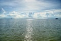 Cloudy and blue sky panorama over lake : Thailand Royalty Free Stock Photo