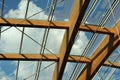 Transparent roof with arched glulam beams
