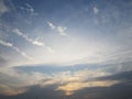 Cloudy Blue Sky. Sky With Some Cloud And Sun Light Royalty Free Stock Photo