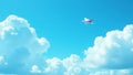 Cloudy blue sky with a small paper plane visible blue sky plane Royalty Free Stock Photo