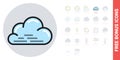 Cloudy, cloudiness or overcast icon for weather forecast application or widget. Cloud close up. Simple color version