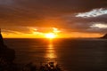 Cloudy coastal sunrise scene in Santona, North Spain Royalty Free Stock Photo