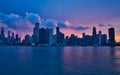 Cloudy, colorful sunset over the City of Chicago skyline during summer Royalty Free Stock Photo