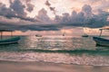 Cloudy Dawn over Diving Boats in the Caribbean Sea, Mexico