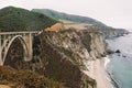 Cloudy day in Big Sur, California. View of Bixby bridge Royalty Free Stock Photo