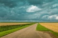 Cloudy day on a dutch field, Pieterburen Royalty Free Stock Photo