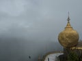 Foggy day on the golden rock in Myanmar
