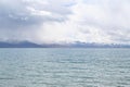 cloudy day at lake namtso in tibet