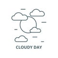 Cloudy day line icon, vector. Cloudy day outline sign, concept symbol, flat illustration Royalty Free Stock Photo