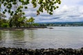 Calm waters between coconut island and the shore in HIlo Hawaii