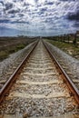 Cloudy day at the railroad. Royalty Free Stock Photo