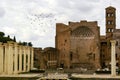 Overlooking the Roman Forum and the Colosseum and the Temple of Venus in Rome, Itlay.