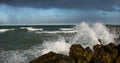 A cloudy day at sea near Tel Aviv beach, Israel. Royalty Free Stock Photo