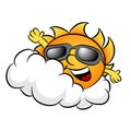 Cloudy Day with Sun Cartoon Royalty Free Stock Photo