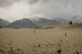 Cloudy and dusty scene after storm in Katpana desert, Skardu. Pakistan. Royalty Free Stock Photo
