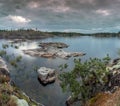 Cloudy evening on lake Ladoga