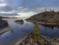 Cloudy evening on lake Ladoga