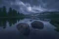 Cloudy evening on Lake Svetloye. Ergaki. Russia