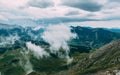 Cloudy foggy mountain scenery the swiss alps brienzer rothorn switzerland