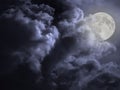 Cloudy full moon sky