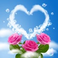 Cloudy heart and roses