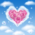 Cloudy heart and roses