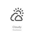 cloudy icon vector from miscellaneous collection. Thin line cloudy outline icon vector illustration. Outline, thin line cloudy Royalty Free Stock Photo