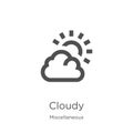 cloudy icon vector from miscellaneous collection. Thin line cloudy outline icon vector illustration. Outline, thin line cloudy Royalty Free Stock Photo