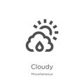 cloudy icon vector from miscellaneous collection. Thin line cloudy outline icon vector illustration. Outline, thin line cloudy Royalty Free Stock Photo