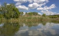 Cloudy impression with reflections in the reed swamps.