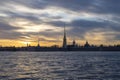 Cloudy May evening on the Neva river near the Peter and Paul Fortress. Saint-Petersburg Royalty Free Stock Photo