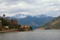 Cloudy Mediterranean landscape. Montenegro, Adriatic Sea, view of the Bay of Kotor Royalty Free Stock Photo