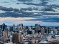 Cloudy Montreal City Skyline at sunrise, Quebec, Canada Royalty Free Stock Photo