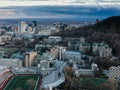 Cloudy Montreal City Skyline at sunrise, Quebec, Canada Royalty Free Stock Photo