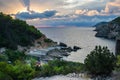 Scenic early morning at Cala d`en serra bay