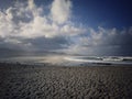 A cloudy morning at Povoa de Varzim , Atlantic ocean coast,Portugal. Royalty Free Stock Photo