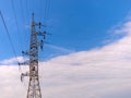 Cloudy morning sky and a high-voltage line