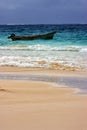 Cloudy motor boat boat and coastline in mexico Royalty Free Stock Photo