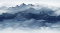 Cloudy Mountain Range Painting Royalty Free Stock Photo
