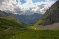 Cloudy mountains andd valley  in the French Alps Royalty Free Stock Photo